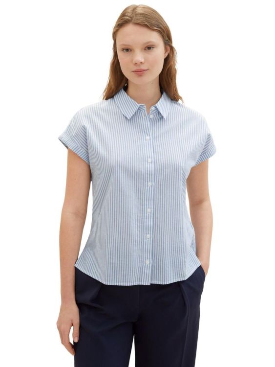 Tom Tailor Female Denim striped shortsleeve shirt NOS (1040926/34878 blue white strripe) - WeekendMode