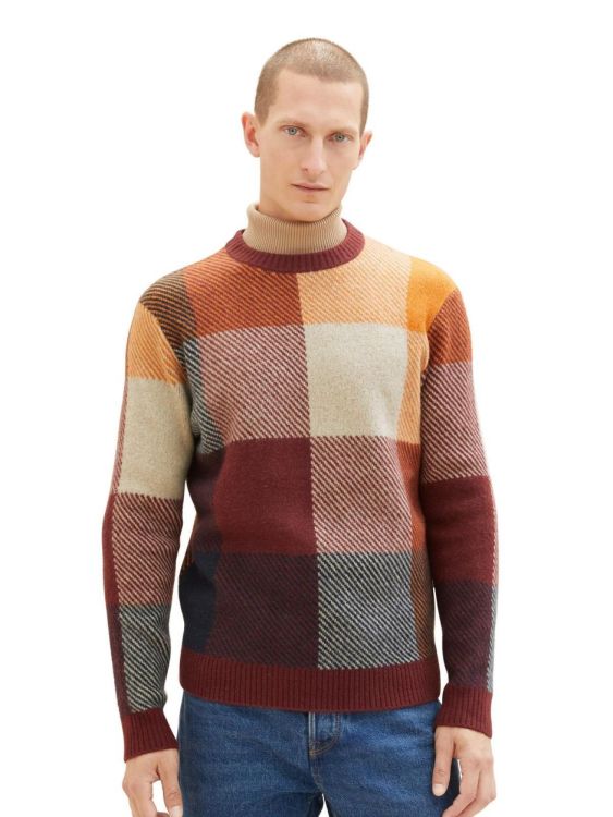 Tom Tailor Men Casual checked  cosy crewneck knit (1038248/32310) - WeekendMode