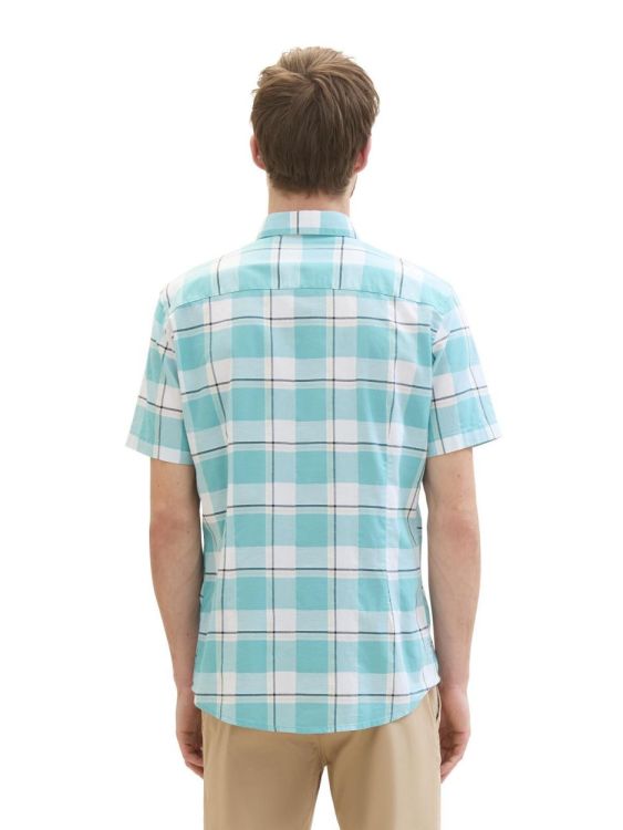 Tom Tailor Men Casual fitted checked slubyarn shirt (1041364/35415 turquoise multicoloured ch) - WeekendMode