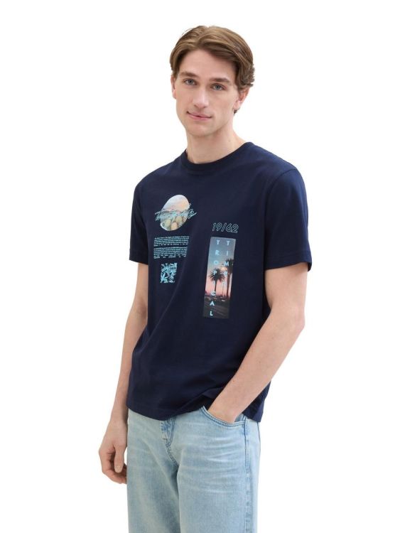 Tom Tailor Men Casual photoprint t-shirt (1041856/10668 sky captain blue) - WeekendMode