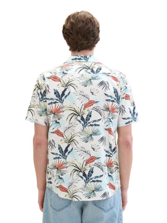 Tom Tailor Men Casual printed shirt (1041372/35434 white tropical leaf design) - WeekendMode