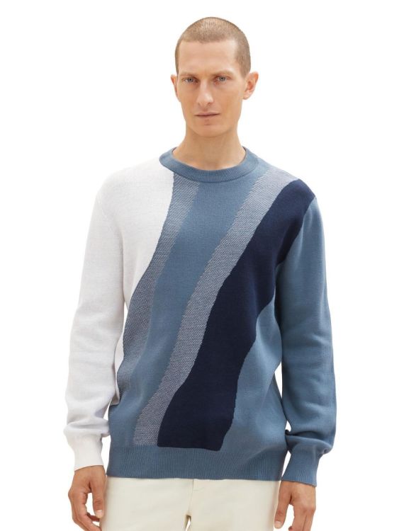 Tom Tailor Men Casual striped crewneck knit (1038217/32727) - WeekendMode