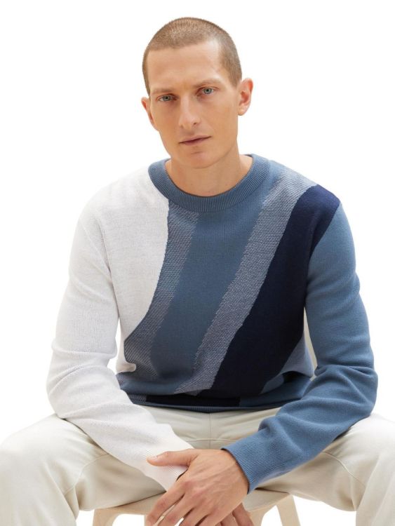 Tom Tailor Men Casual striped crewneck knit (1038217/32727) - WeekendMode