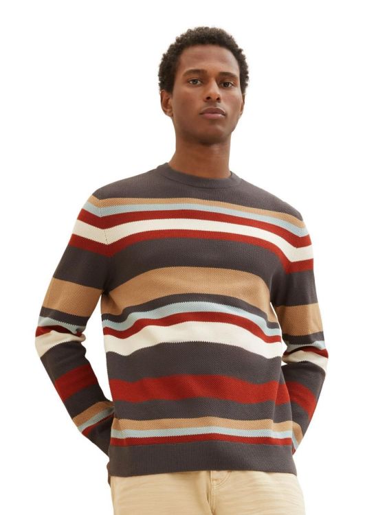 Tom Tailor Men Casual striped crewneck knit (1038200/32758) - WeekendMode