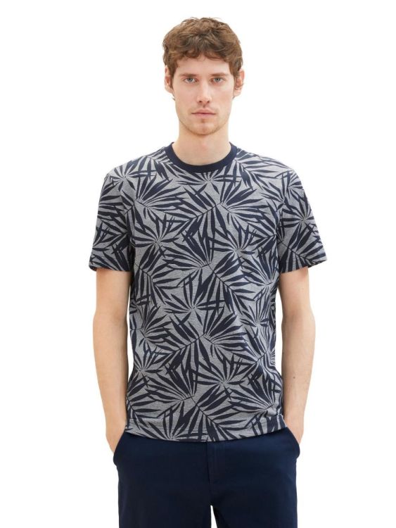 Tom Tailor Men Casual striped leaf design t-shirt (1036435/32136) - WeekendMode