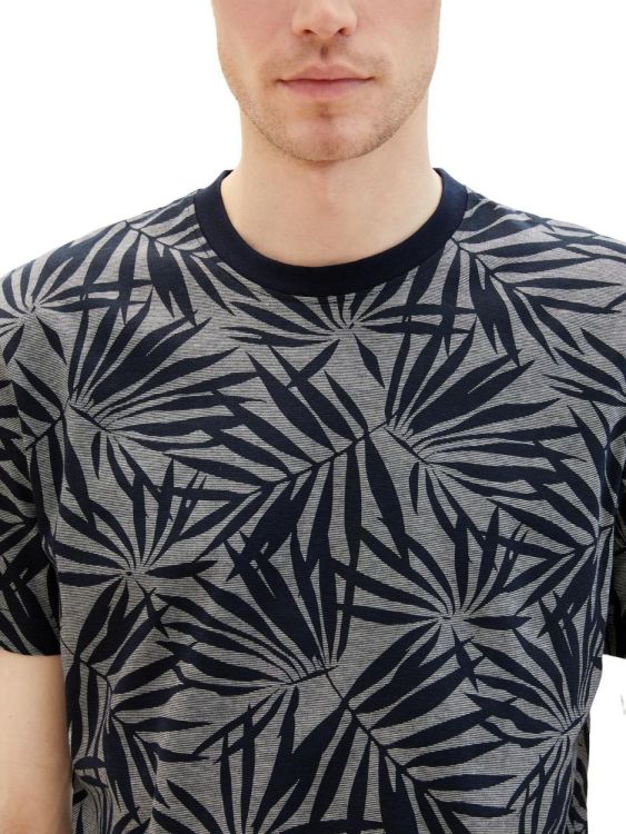 Tom Tailor Men Casual striped leaf design t-shirt (1036435/32136) - WeekendMode