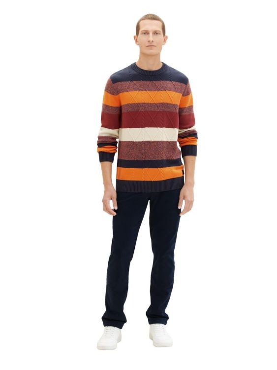 Tom Tailor Men Casual striped multicolor cable knit (1038245/32739) - WeekendMode