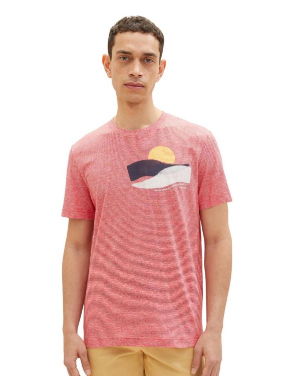 Tom Tailor Men Casual striped photoprint T-Shirt (1038589/32018) - WeekendMode