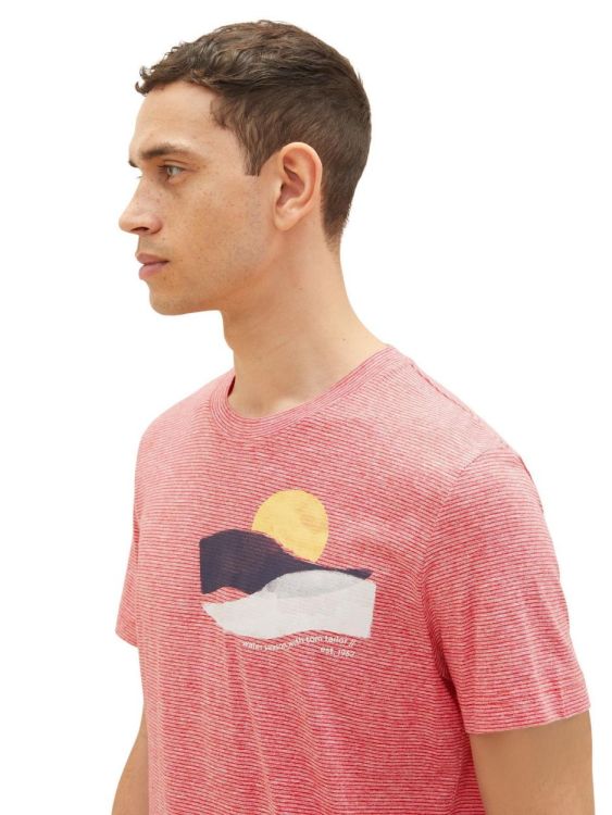 Tom Tailor Men Casual striped photoprint T-Shirt (1038589/32018) - WeekendMode