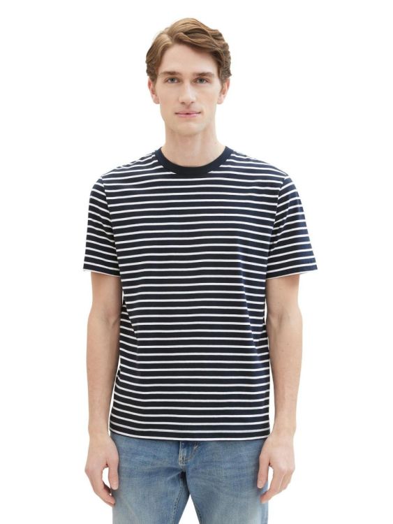 Tom Tailor Men Casual T-Shirt (1041182/35077 navy white stripe) - WeekendMode