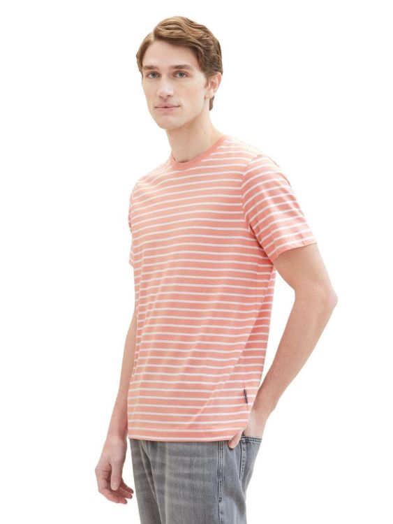 Tom Tailor Men Casual T-Shirt (1041182/35210 hazel coral rose white str) - WeekendMode