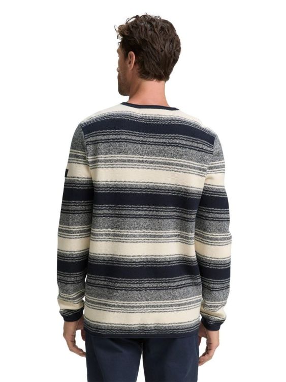 Tom Tailor Men Casual twotone irregular stripes crewneck knit (1048259/37206) - WeekendMode