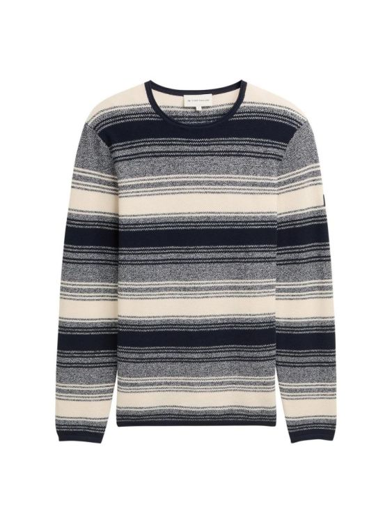 Tom Tailor Men Casual twotone irregular stripes crewneck knit (1048259/37206) - WeekendMode