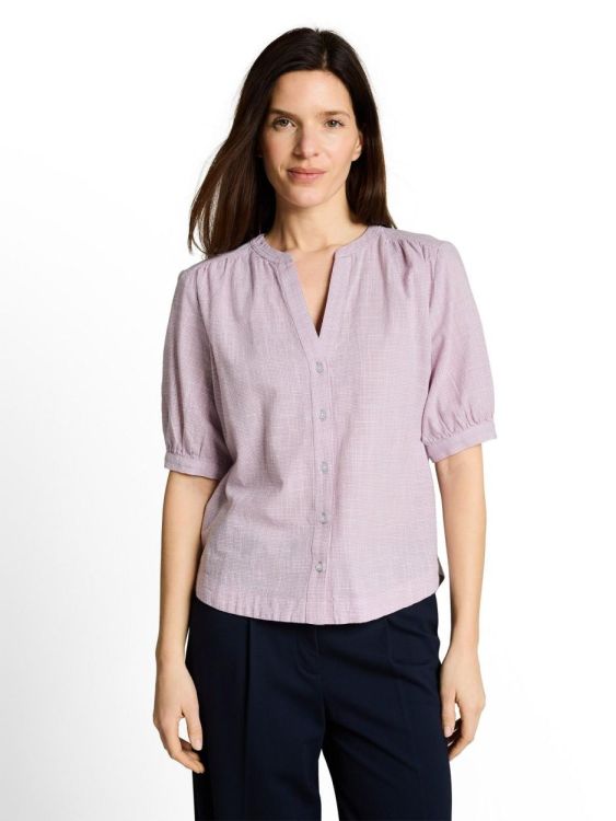 Tom Tailor Women blouse shortsleeves slub structure (1049798/36847) - WeekendMode