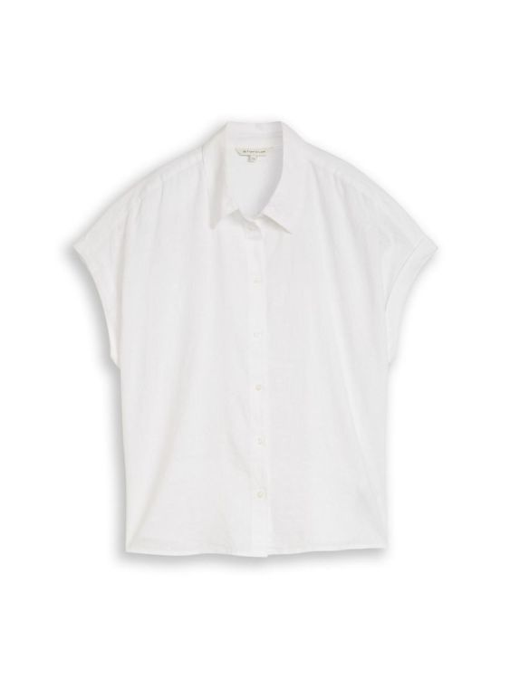 Tom Tailor Women blouse shortsleeves with linen (1049799/20000) - WeekendMode