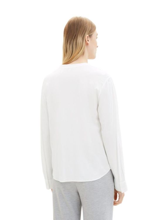 Tom Tailor Women blouse with pleat detail (1040309/10315 Whisper White) - WeekendMode