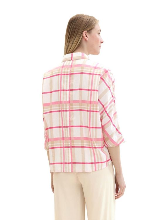 Tom Tailor Women checked loose fit blouse (1041680/35321 beige pink check) - WeekendMode