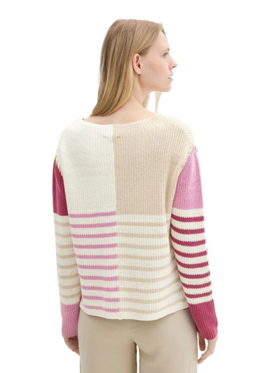 Tom Tailor Women knit patched stripe pullover (1043179/36340) - WeekendMode