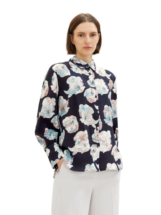 Tom Tailor Women printed blouse with collar (1037889/32413) - WeekendMode
