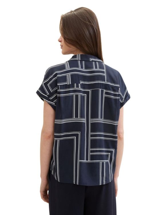 Tom Tailor Women printed resort blouse (1041697/35284 navy geometric design) - WeekendMode
