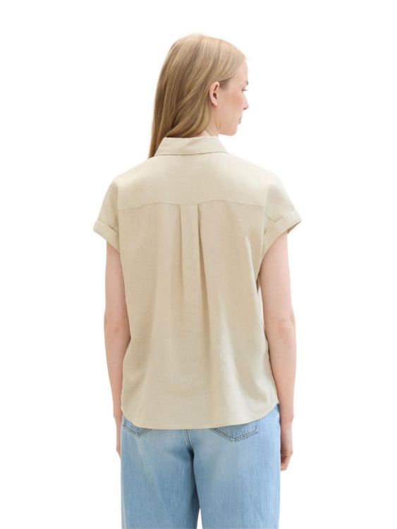 Tom Tailor Women shortsleeve blouse with linen (1041688/21650) - WeekendMode
