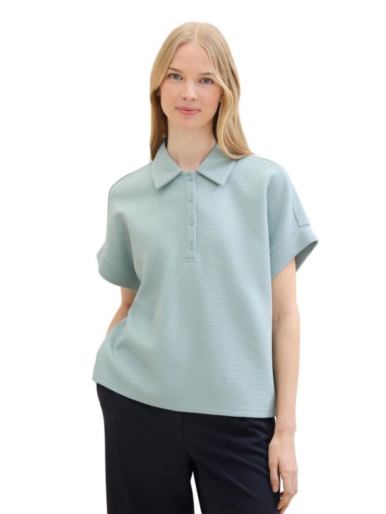 Tom Tailor Women Sweatshirt polo collar (1041582/30463 dusty mint blue) - WeekendMode