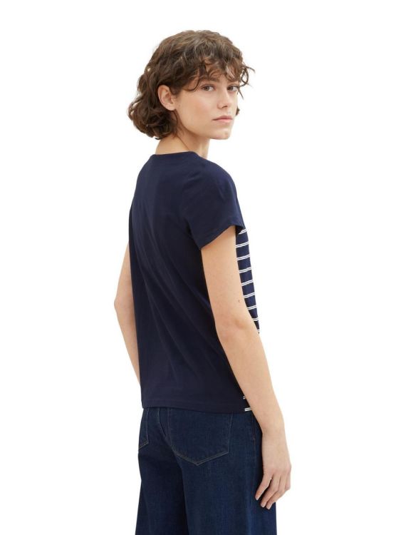 Tom Tailor Women T-shirt boat neck stripe (1041289/10668 sky captain blue) - WeekendMode
