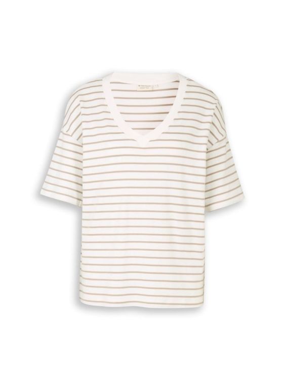 Tom Tailor Women T-shirt bold v-neck stripe (1050849/40121) - WeekendMode