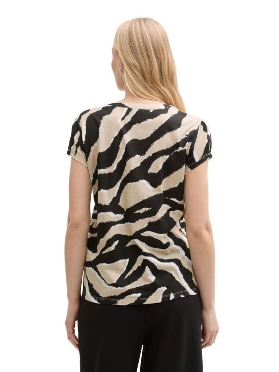 Tom Tailor Women T-shirt henley alloverprinted (1046458/38070) - WeekendMode