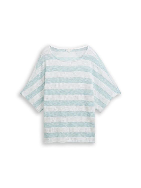 Tom Tailor Women T-shirt knit structure stripe batwing (1050452/39764) - WeekendMode