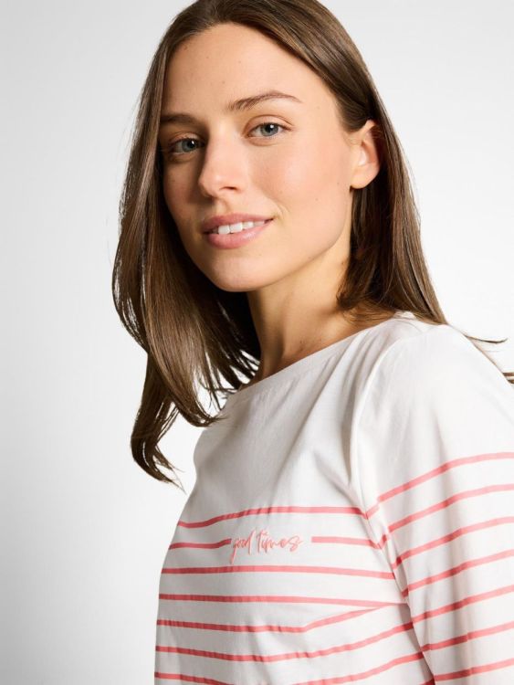 Tom Tailor Women T-shirt placed stripe boat neck (1050425/10315) - WeekendMode