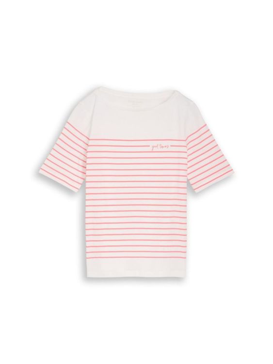 Tom Tailor Women T-shirt placed stripe boat neck (1050425/10315) - WeekendMode