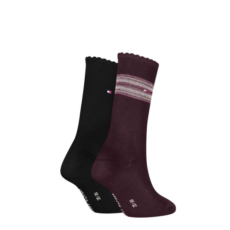 Tommy Hilfiger TH WOMEN SOCK 2P RIB LUREX STRIPE (701236458/burgundy) - WeekendMode