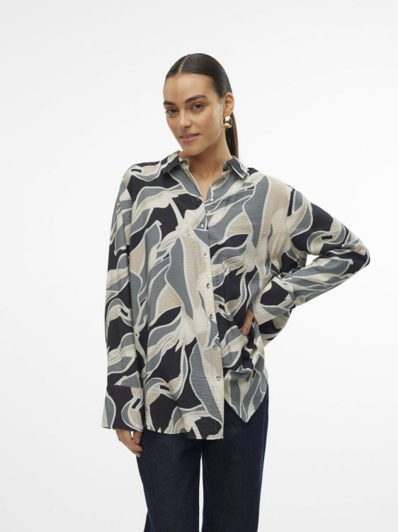 Vero Moda VMBELINE BEA LS LONG SHIRT WVN GA (10314874/Black Bea) - WeekendMode