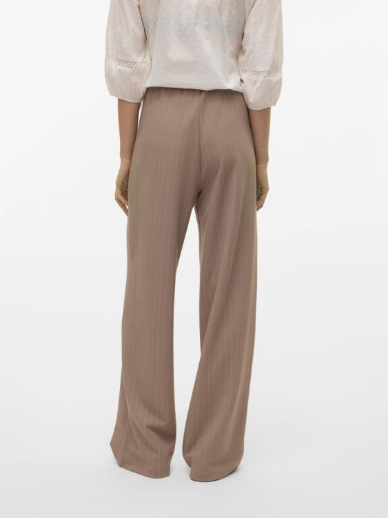 Vero Moda VMBERLIN MY MW WIDE PRINT PANT NOOS (10322357/Silver Mink OATMEAL PINSTRIPES) - WeekendMode