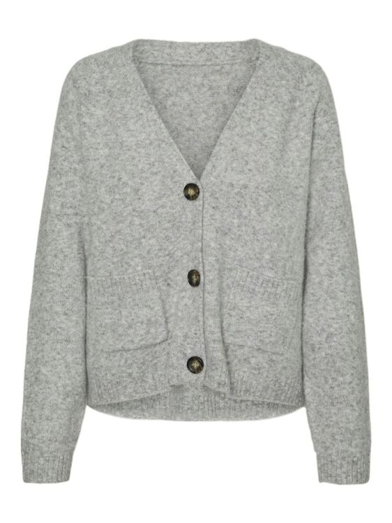 Vero Moda VMBOOM LS V-NECK BUTTON CARDIGAN GA NOOS (10320457/Light Grey Melange) - WeekendMode