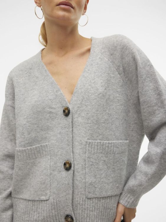 Vero Moda VMBOOM LS V-NECK BUTTON CARDIGAN GA NOOS (10320457/Light Grey Melange) - WeekendMode