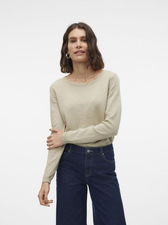 Vero Moda VMCARE STRUCTURE LS O-NECK BLOU NOOS (10136644/Abbey Stone) - WeekendMode