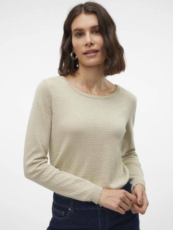 Vero Moda VMCARE STRUCTURE LS O-NECK BLOU NOOS (10136644/Abbey Stone) - WeekendMode