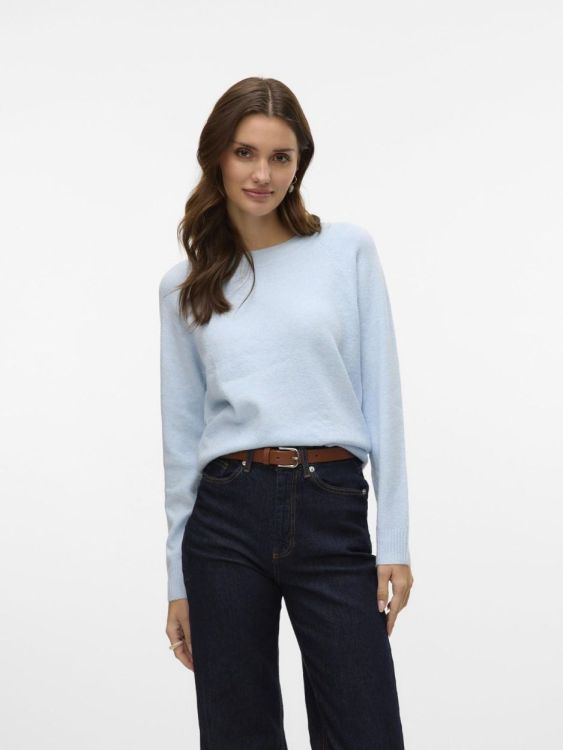 Vero Moda VMDOFFY LS O-NECK BLOUSE GA NOOS (10201022/Cashmere Blue MELANGE) - WeekendMode