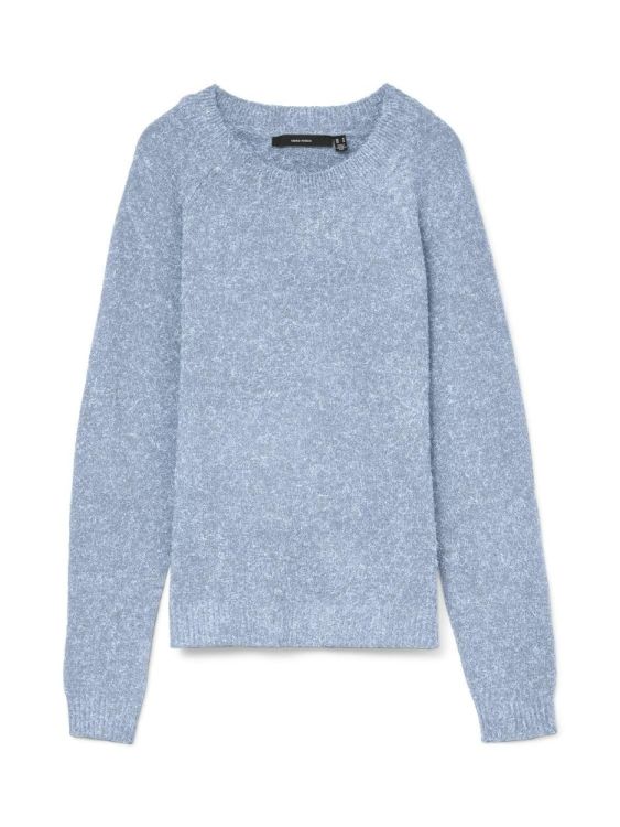 Vero Moda VMDOFFY LS O-NECK BLOUSE GA NOOS (10201022/Cashmere Blue MELANGE) - WeekendMode