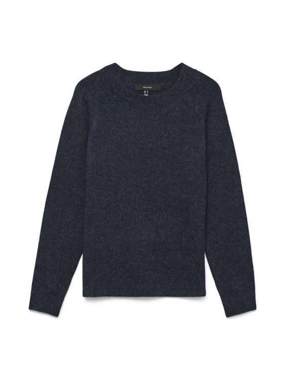 Vero Moda VMDOFFY LS O-NECK BLOUSE GA NOOS (10201022/Navy Blazer W. BLACK MELANGE) - WeekendMode