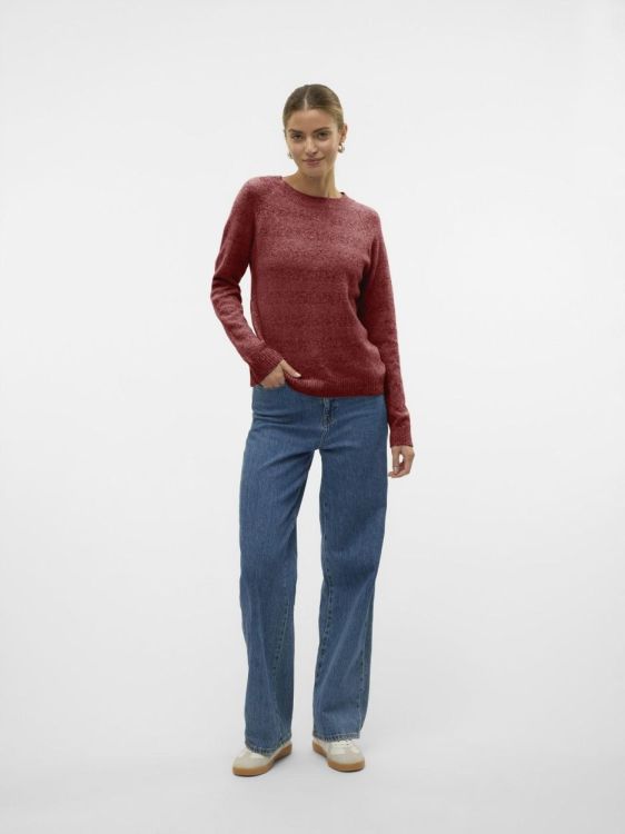Vero Moda VMDOFFY LS O-NECK BLOUSE GA NOOS (10201022/Syrah W. WHITE MELANGE) - WeekendMode