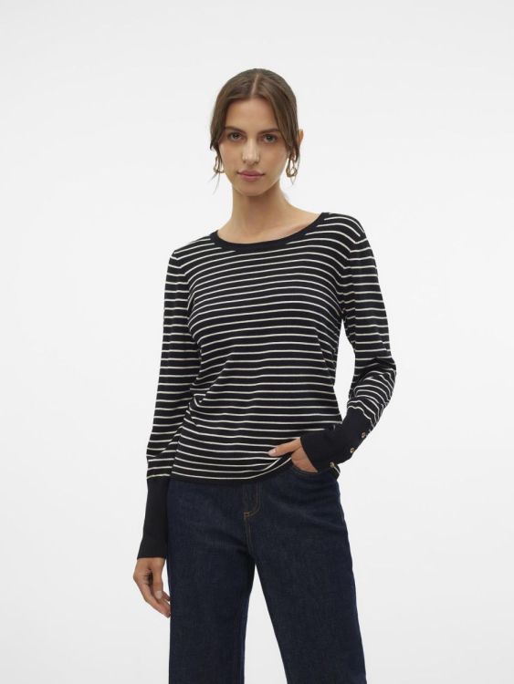 Vero Moda VMDORY LS O-NECK BUTTON PULLOVER GA NOOS (10309308/Black BIRCH) - WeekendMode