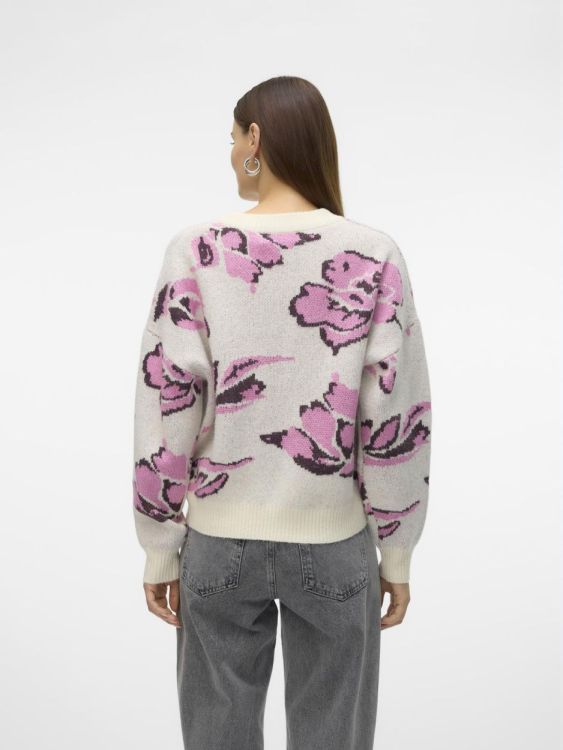 Vero Moda VMESTRID LS O-NECK PULLOVER GA (10314618/Birch W. FUCHSIA PINK + PLUM PE) - WeekendMode