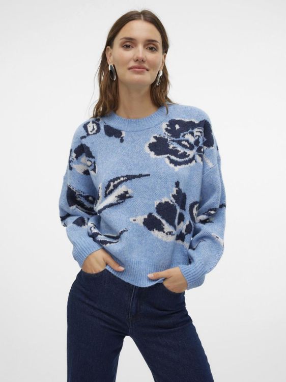 Vero Moda VMESTRID LS O-NECK PULLOVER GA (10314618/Allure W. NAVY BLAZER+BIRCH) - WeekendMode