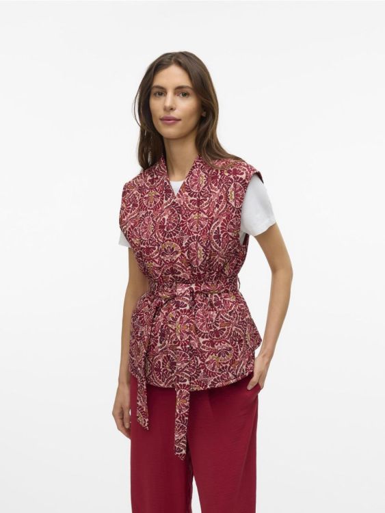 Vero Moda VMFLORENCE FAE S/L WAISTCOAT WVN BTQ GA (10333050/Karanda Red Florence) - WeekendMode