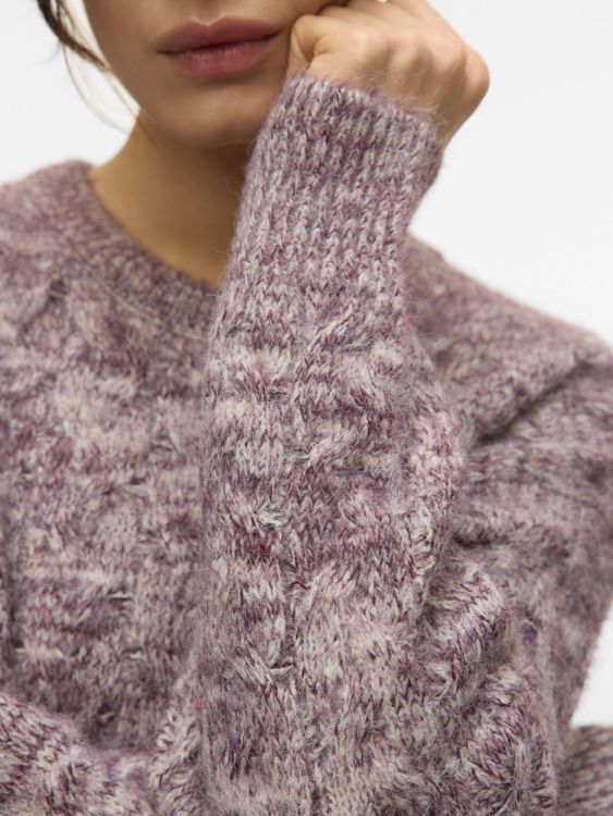 Vero Moda VMIDA LS O-NECK PULLOVER BOO (10331570/Winetasting W. MELANGE + BIRCH) - WeekendMode