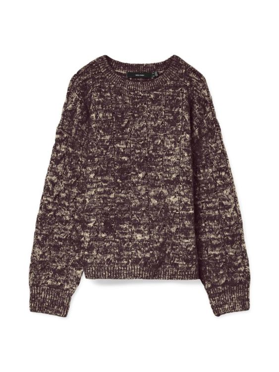Vero Moda VMIDA LS O-NECK PULLOVER BOO (10331570/Winetasting W. MELANGE + BIRCH) - WeekendMode