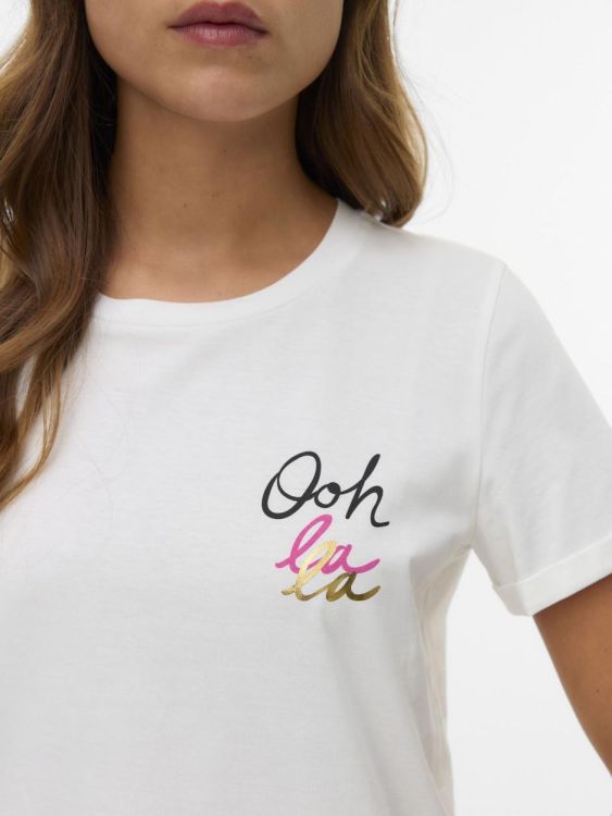 Vero Moda VMIKAMI S/S T-SHIRT JRS BTQ (10340181/Snow White OH LA LA) - WeekendMode